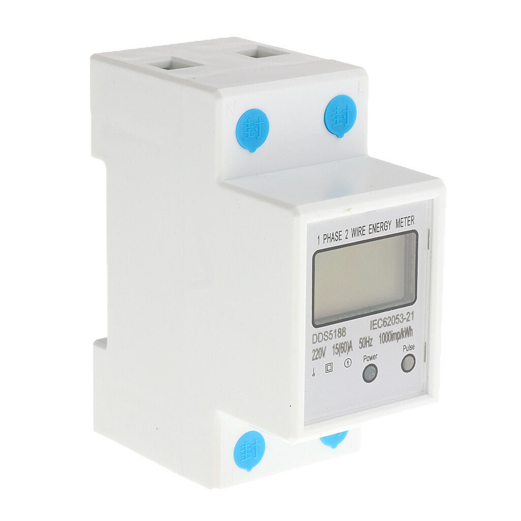 Din Rail Single   Wire Electricity Energy Meter 50Hz AC 220V 15(60)A