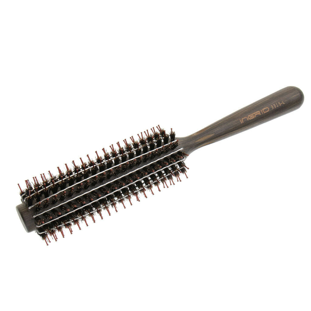 Wooden Handle Hair Brush Round Straightener Detangler Styling Care Brush L