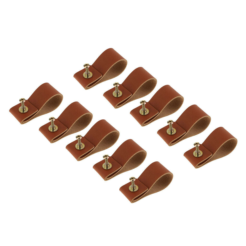 10pcs Leather Furniture Door Handle Cabinet Cupboard Pull Handle Knob for