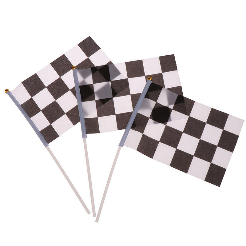 10Pcs Black And White Square Hand Flag Racer Waving Flag Racing Flags Car F DF