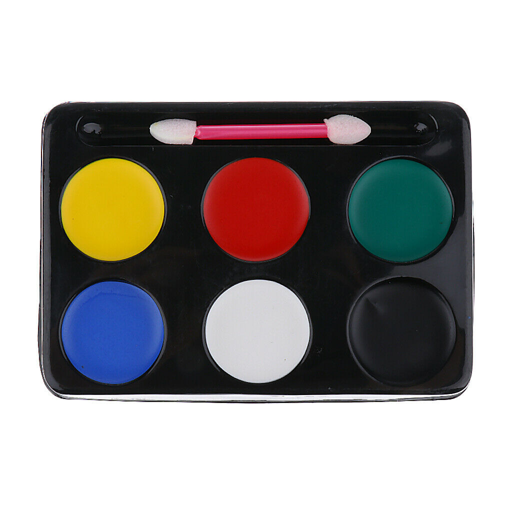 6 Colors Face Painting Palette Halloween Make Up Tools Red Sponge Clown Nose