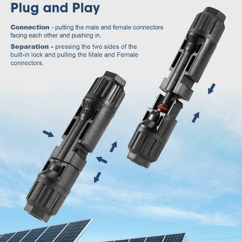 12 Pcs Solar Connectors with Spanners Solar Panel Cable Connectors 6 Pairs Parts