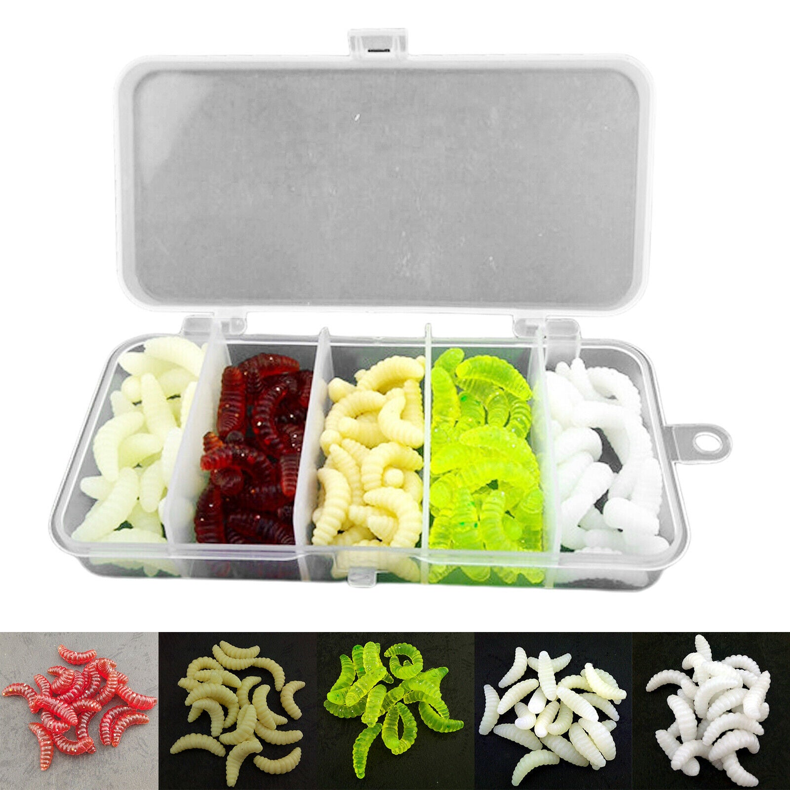 100pcs Fishing Lures Maggots Trout Bass Baits Perch Fishing Goods Lure