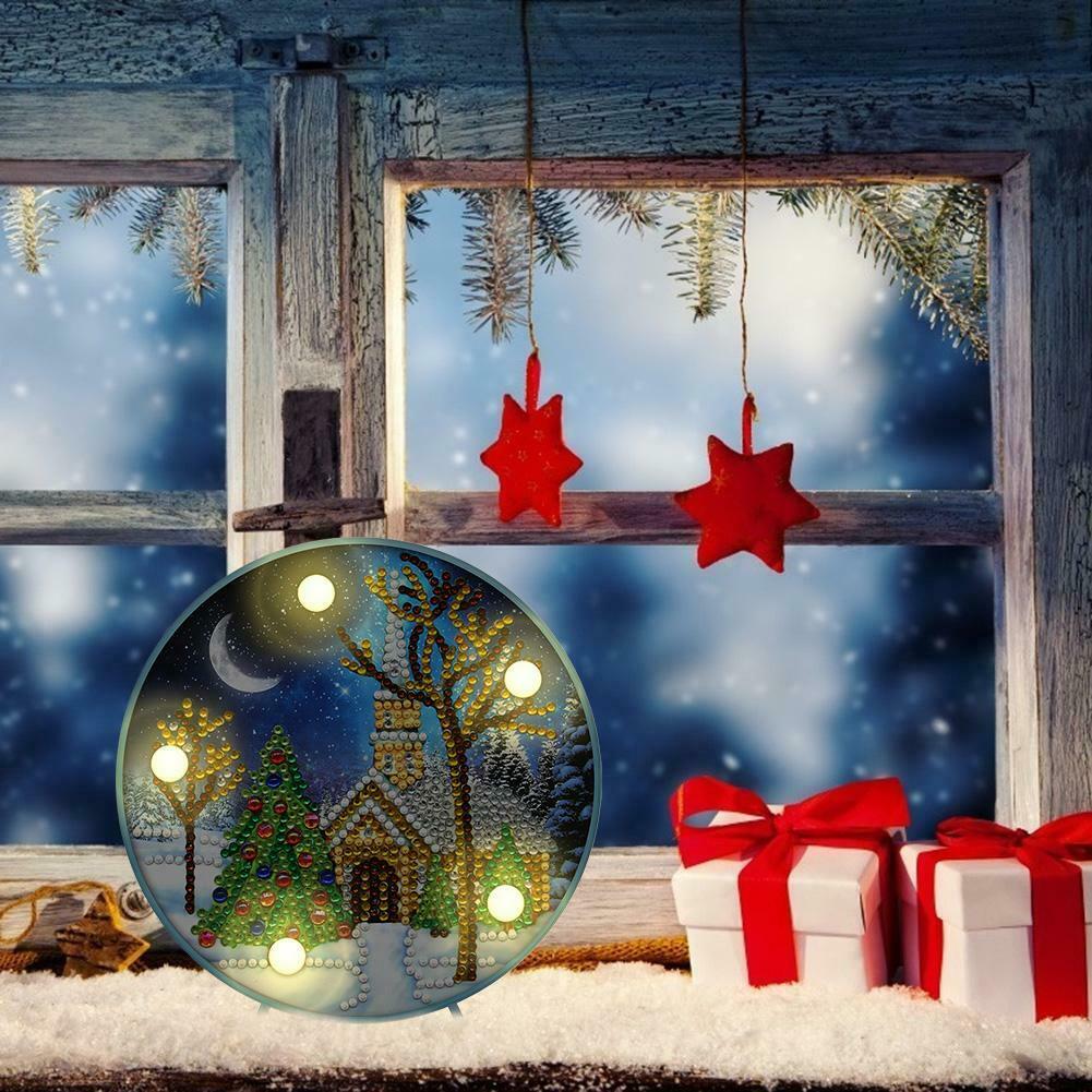DIY Special Shaped Diamond Painting Christmas Tree House Light Home Decor @