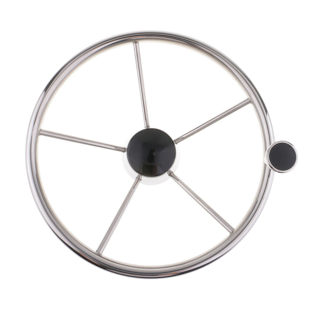 13-1/2 Inch Stainless Boat Marine 5 Spoke  Steering Wheel with Knob