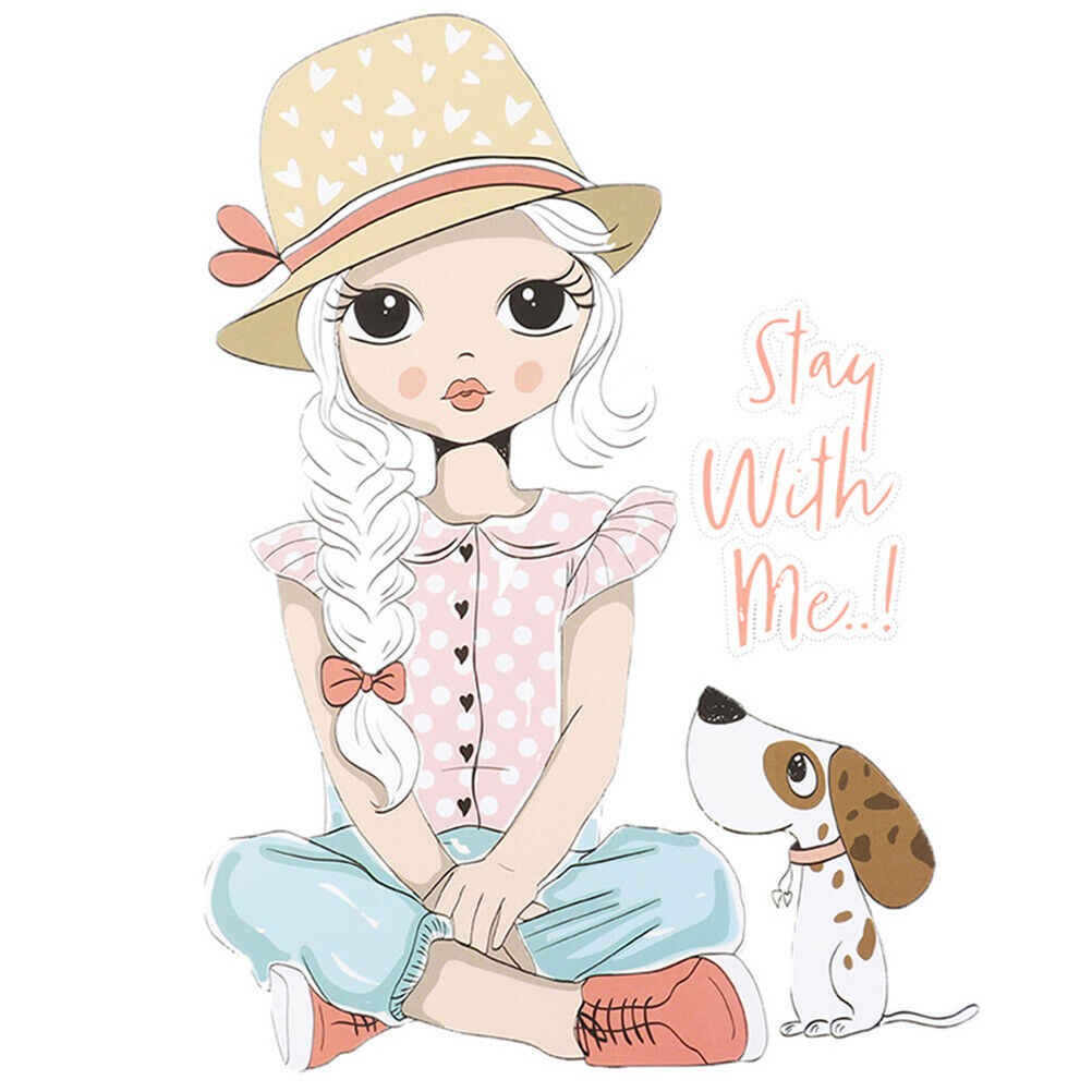 Cute Girls Iron on Patches Washable Heat Transfer Stickers T-shirt Appliq.l8