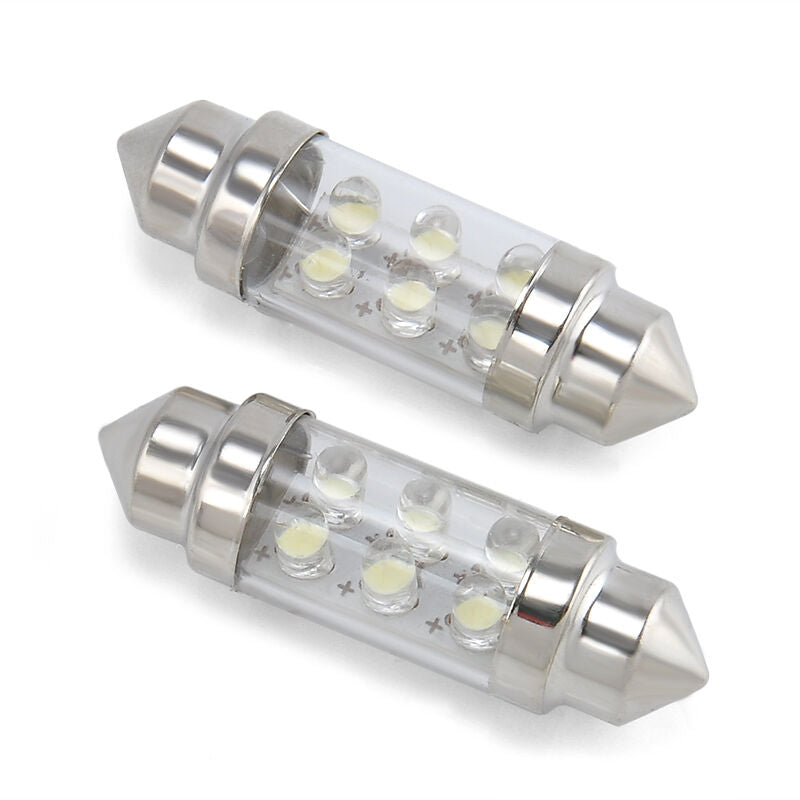 2pcs 36mm 6 LED Pure White Car Festoon Interior Dome C5W Light Lamp Bulb DC 12V
