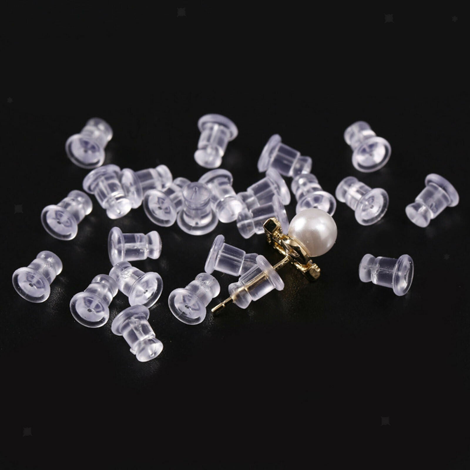 1000x Silicone Earring Backs Rubber Bullet Earring Clutch Holders Nuts