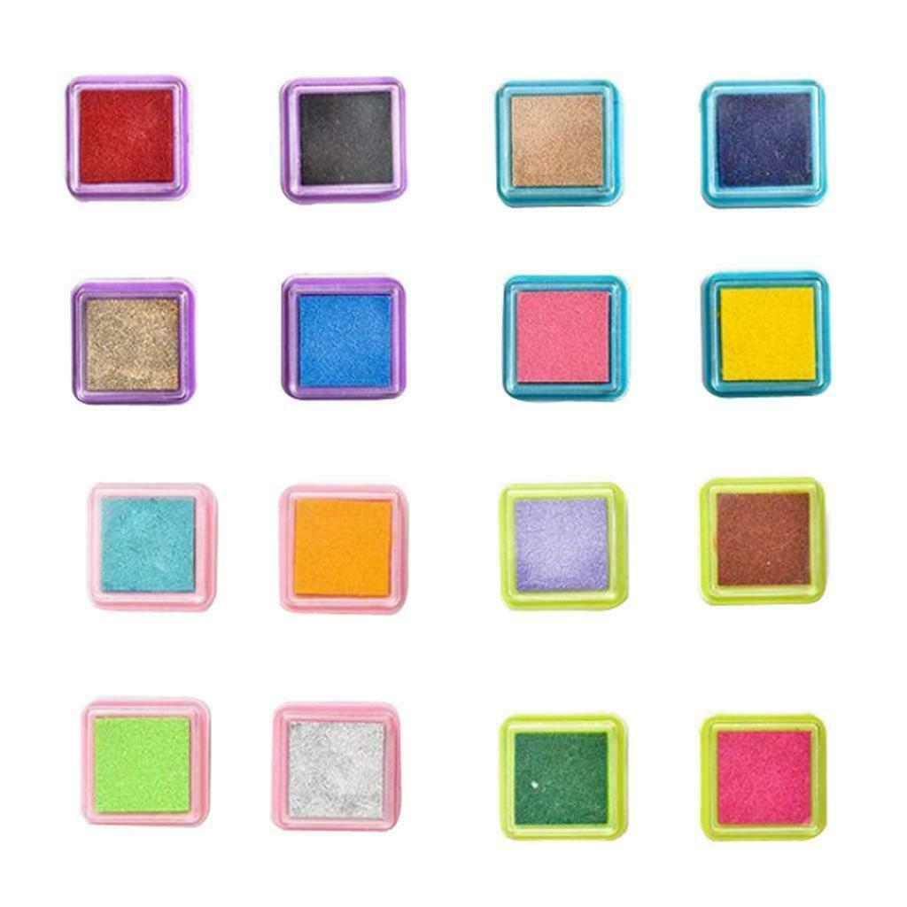 16Pcs Ink Pad Pigment Paper Wood Fabric Craft Washable Kids Stamp Pads Kit