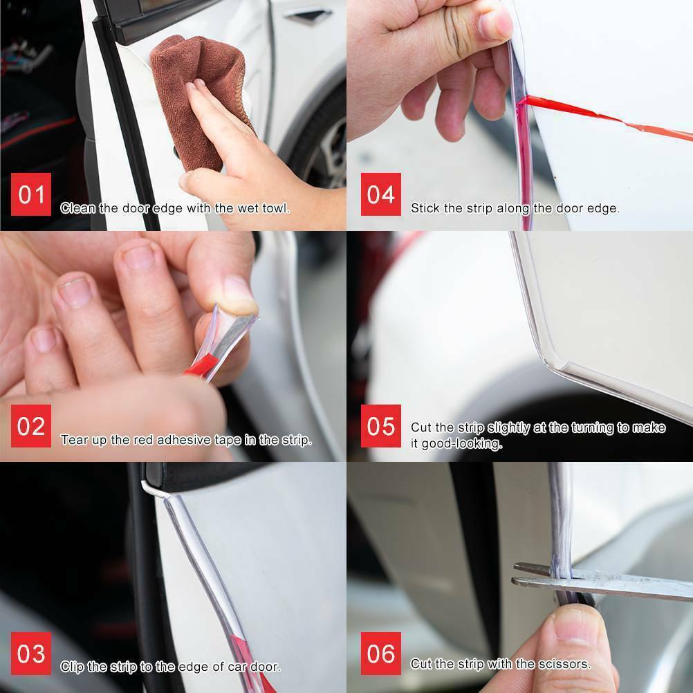 16ft Car Door Edge Trim Molding Guard Scratch Protector Clear Strip Decor Rubber