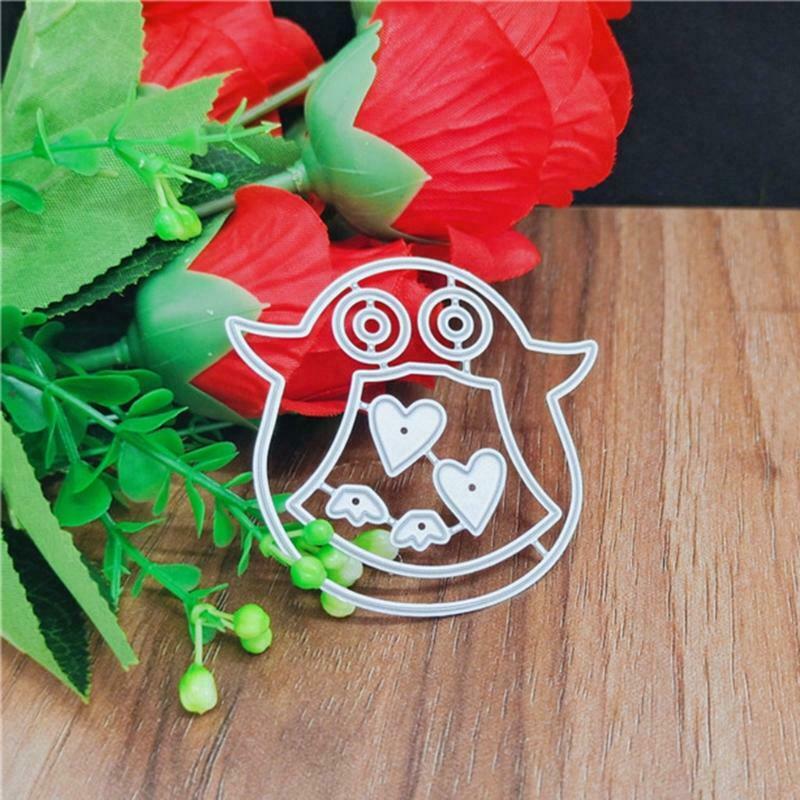 Hollow Out Penuins Heart Metal Cutting Dies Stencil DIY Scrapbooking Template
