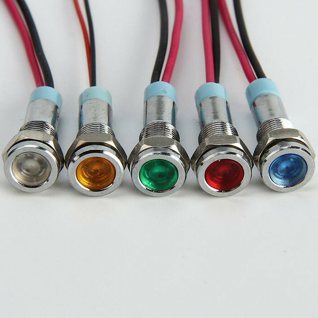 3Pcs 6mm 1/4" LED Metal Dash Indicator Light Waterproof Car Truck Boat
