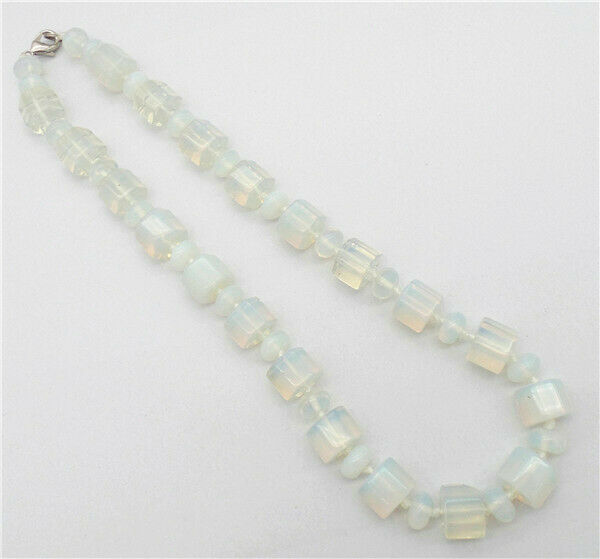 1 Strand 12x10/10x5mm Bohemian White Opal Hexagonal Prism Beads Necklace HH7324