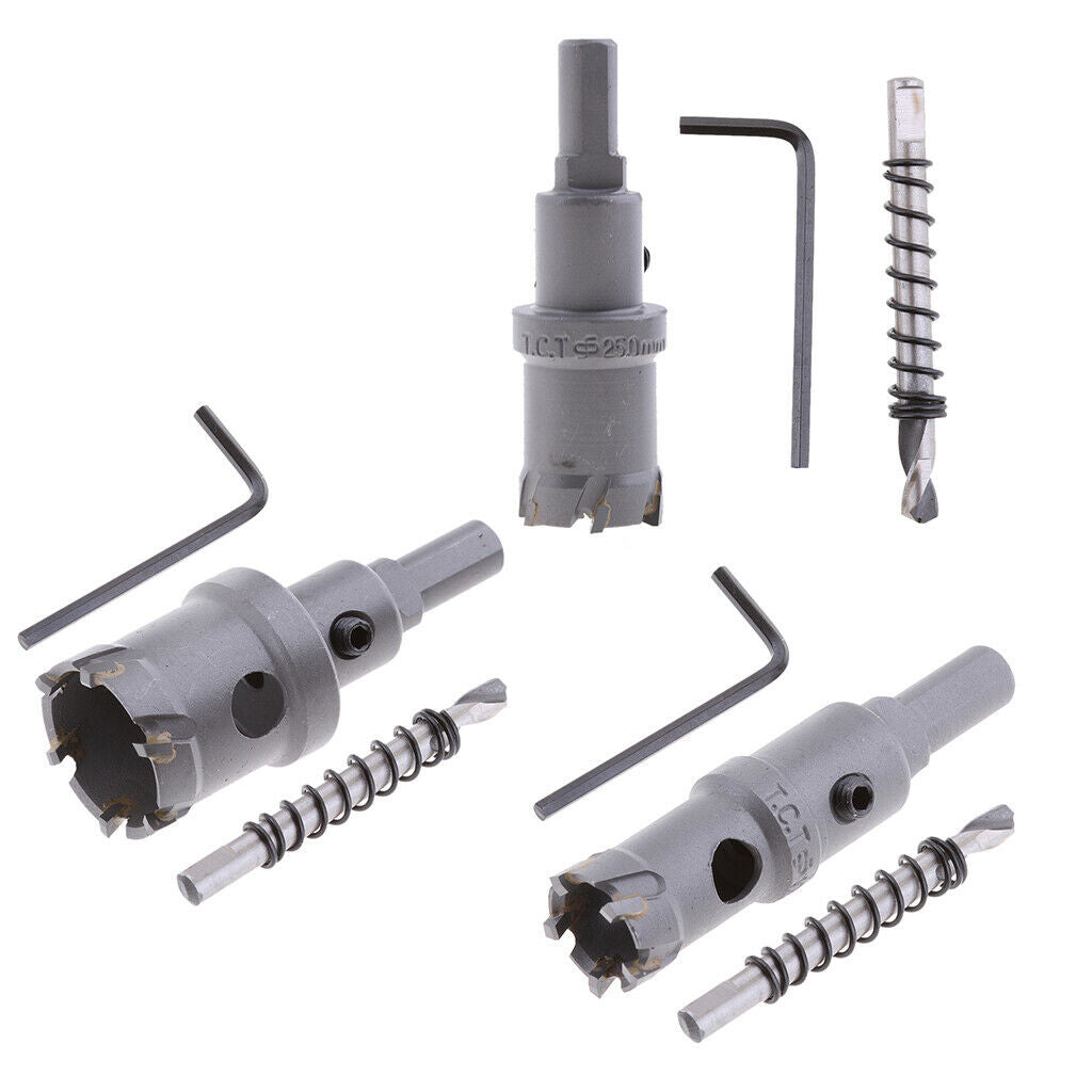 3 Pcs Stainless Steel Drill Bit Set 0.8",1",1.2" Mild Steel, Iron, Copper