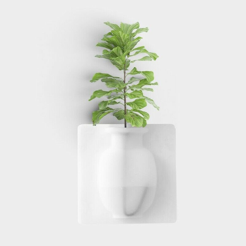 Diy  Wall Hang Vase Sticky Flower Bottle Rubber Silicone Floret Container WhitS9