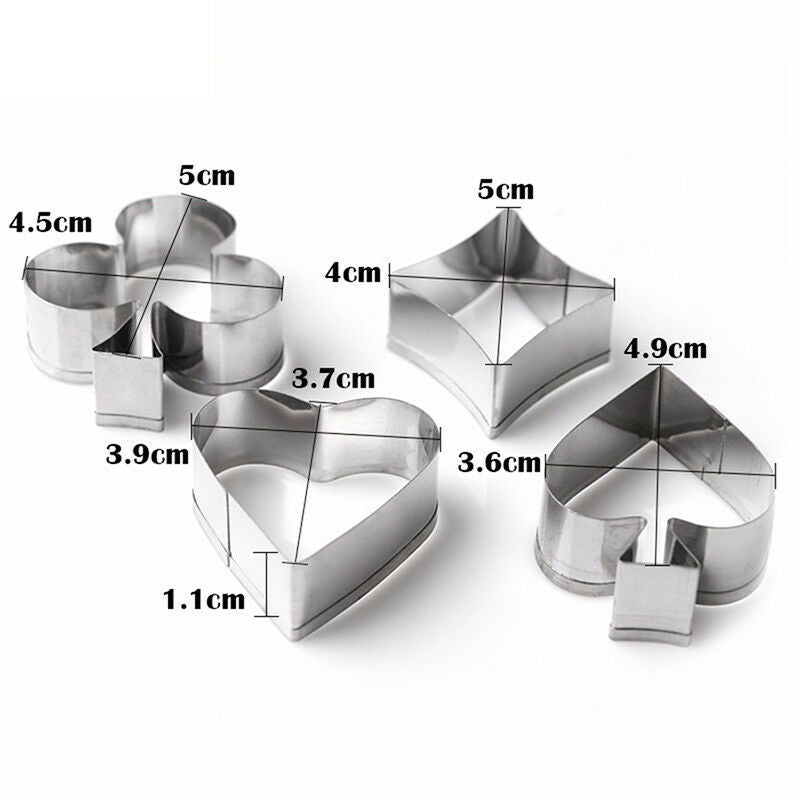 Delidge 4pcs/set Poker Cookie  Stainless Steel Playing Cake Fondant Mold .l8