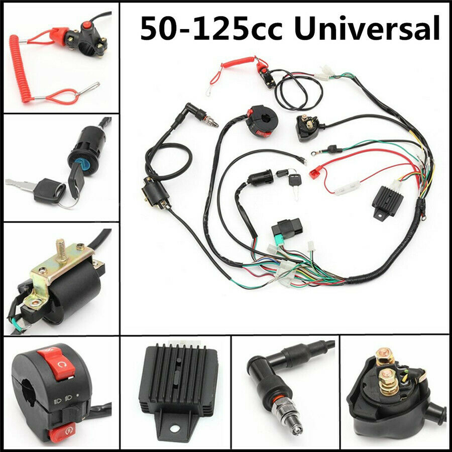 Universal Wiring Harness Loom Solenoid Coil Rectifier CDI 50 70 90 110 125cc ATV