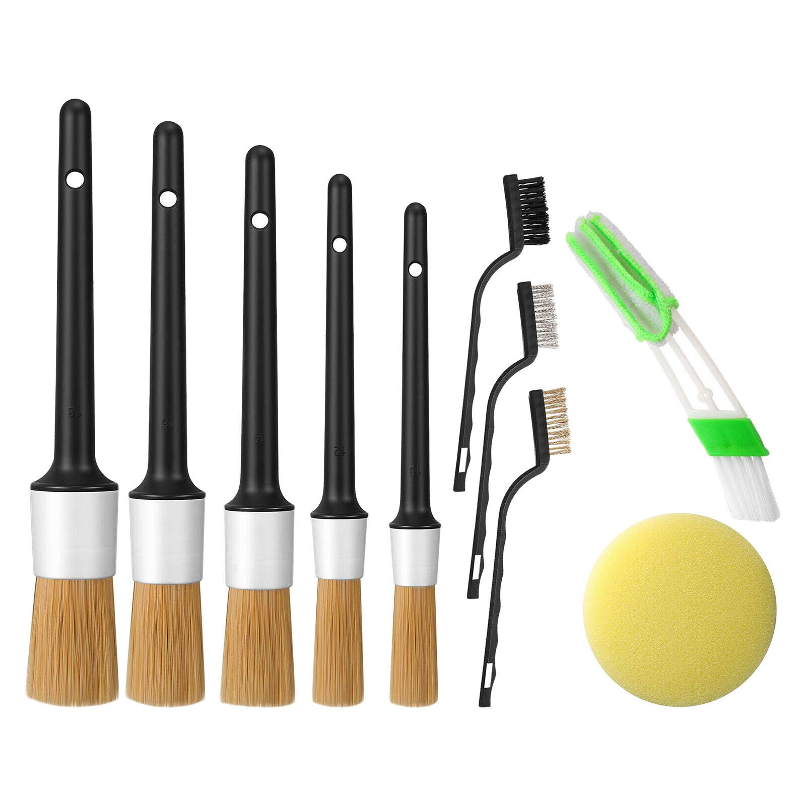 10x Automobile Detailing Brush Kits Wheel Engine Clean Brush Waxing Sponge
