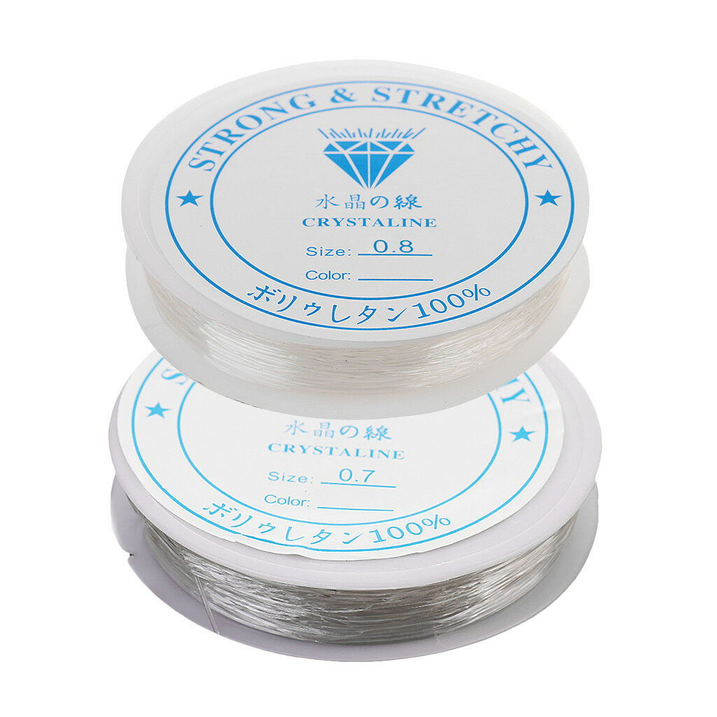 2 Rolls 10m Clear Elastic Stretch Thread Cord For Jewelry Making 0.7mm 0.8mm