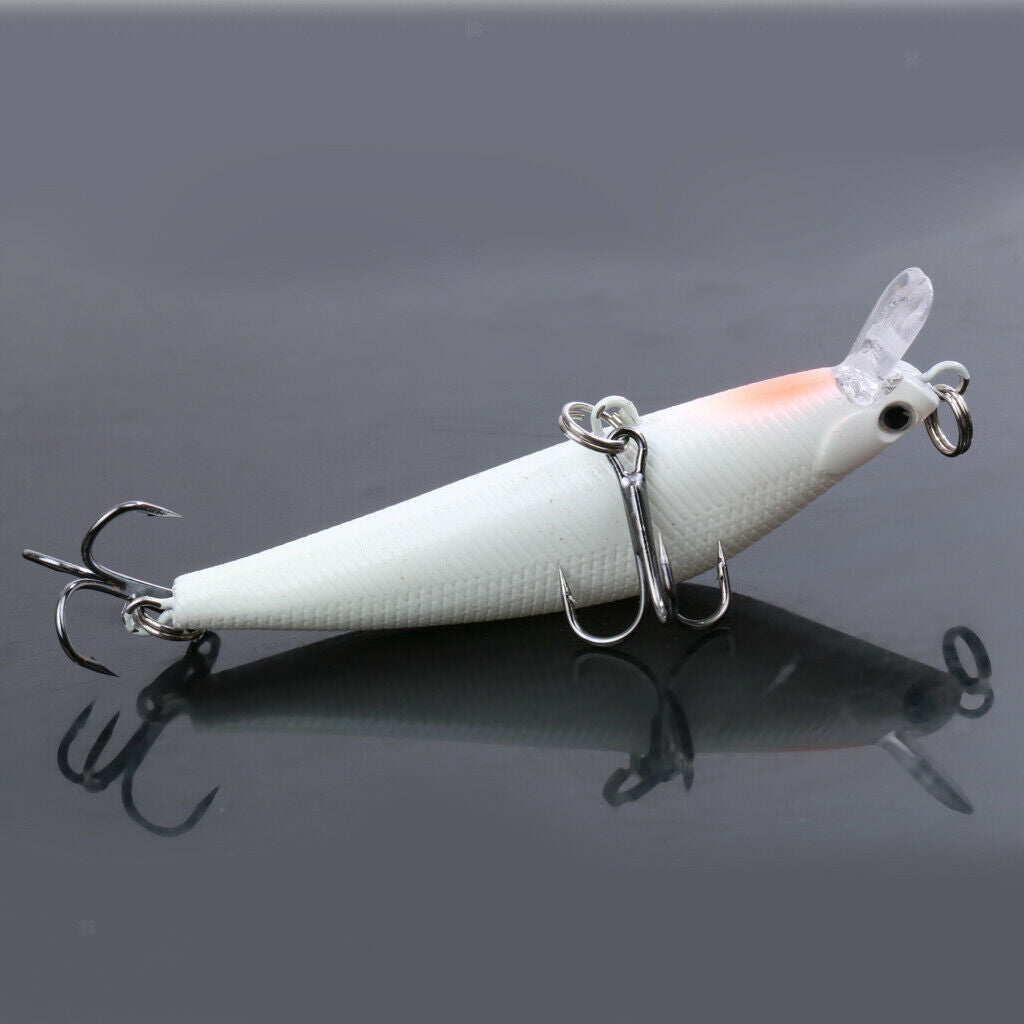 1 X Luminous Night Bait Fishing Lures Bass Crank Tackle Minnow