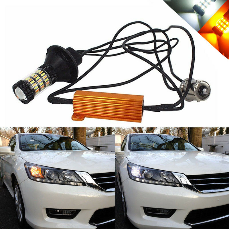 2Pcs Dual-Color Turn Signal Light Kit 1156 BA15S 1141 1095 4014 60SMD LED Lamp