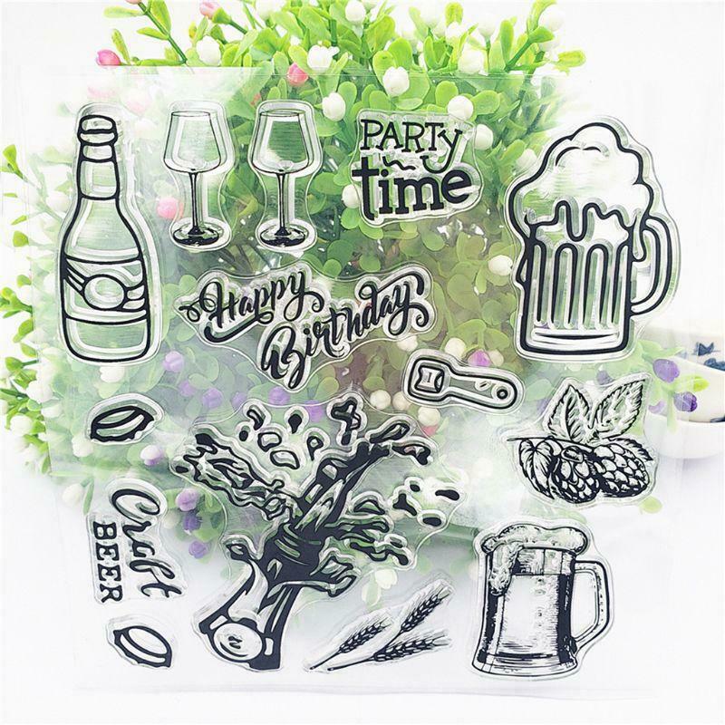 Champagne Beer Silicone Clear Seal Stamp DIY Scrapbooking Embossing Photo Album