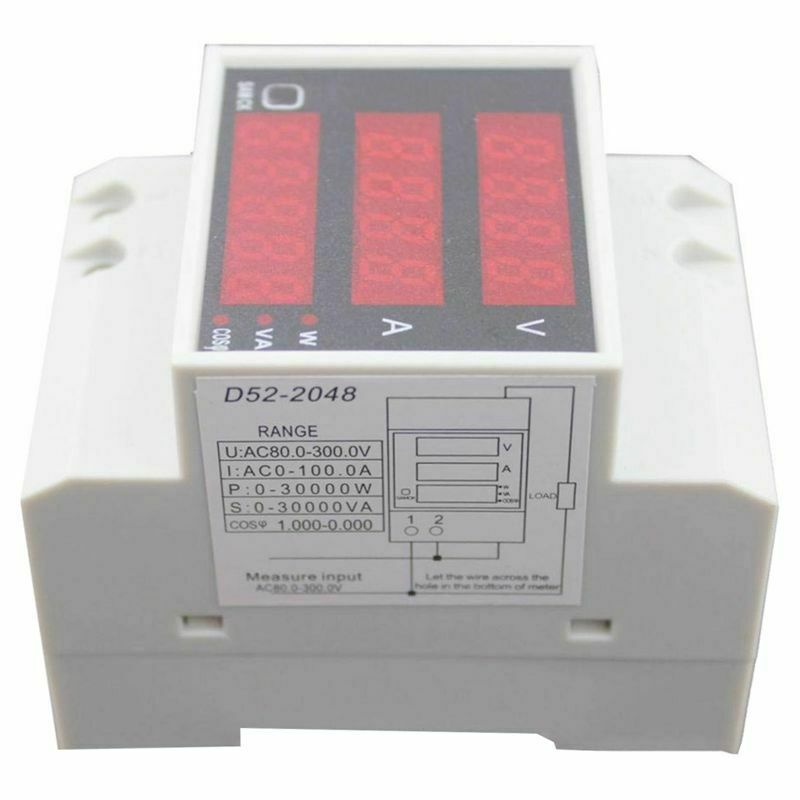 D52-2048 DIN Rail Digital Voltage Current Voltmeter Power Meter Ammeter J4Y5
