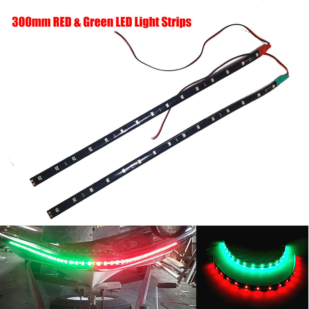 2x Boat Navigation LED Lighting RED & GREEN 12" Waterproof Marine LED Strips