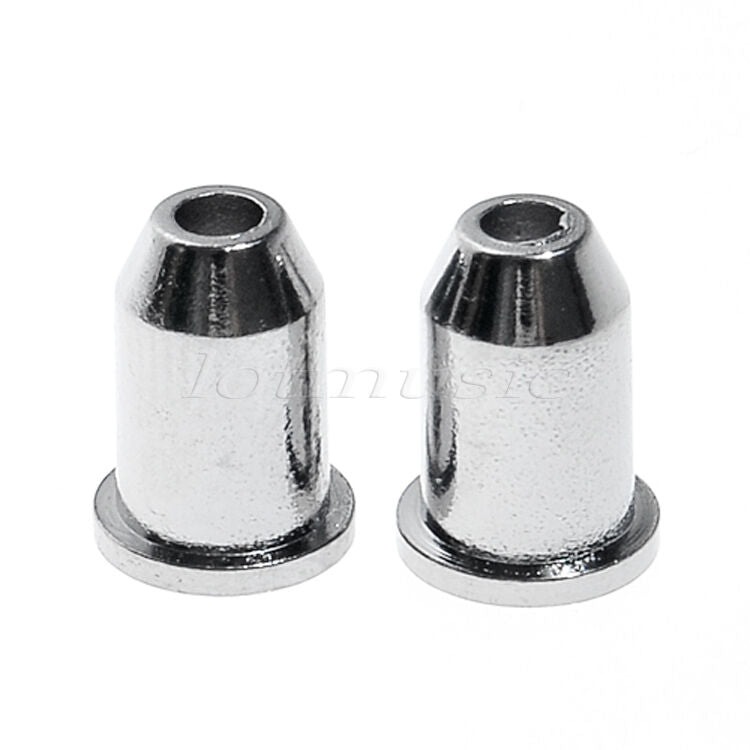 2 Pcs Guitar Through Body String Mounting Ferrules Bushings Chrome