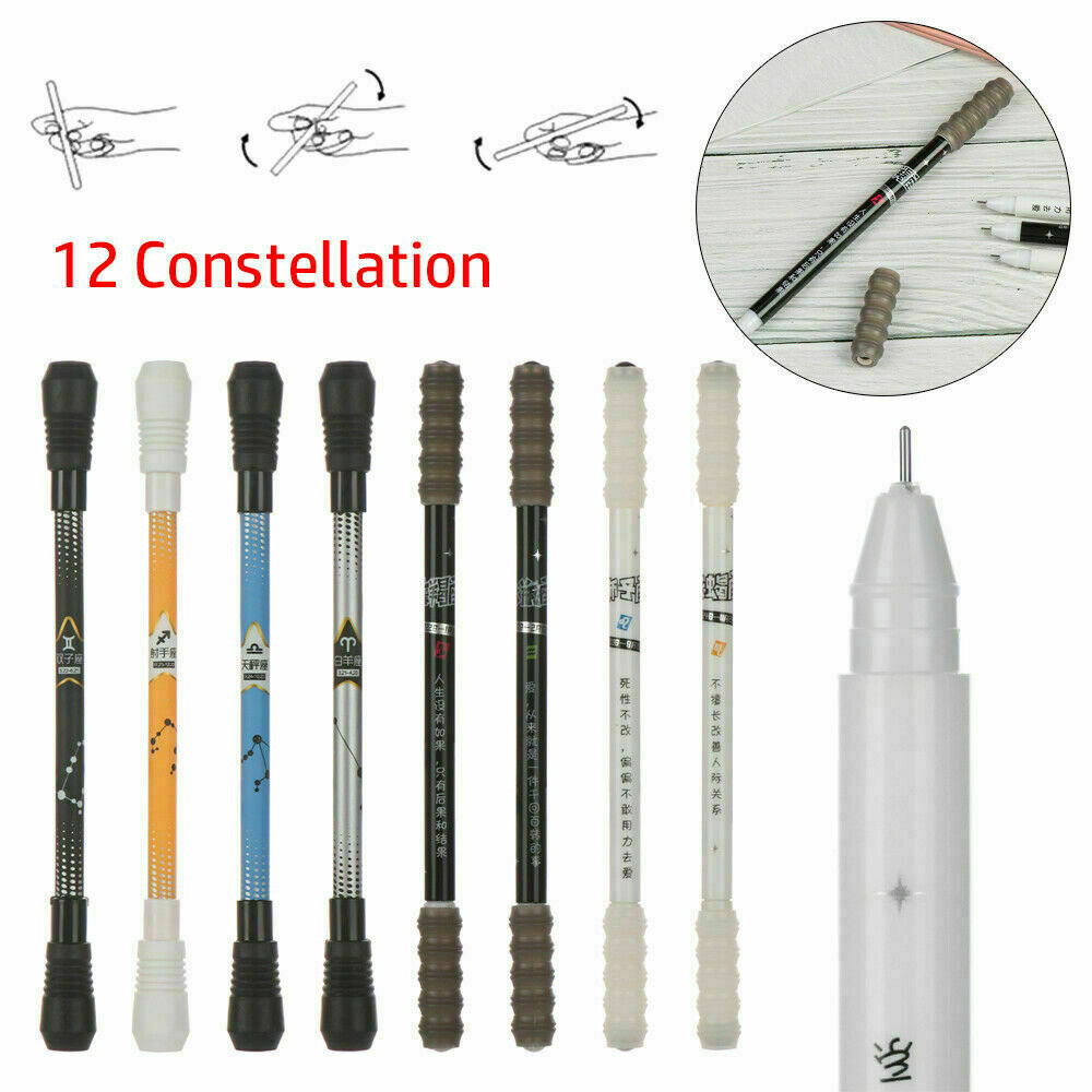 12 Constellation Non-Slip Coated Spinning Ballpoint Gaming Rolling Rotating Pen！