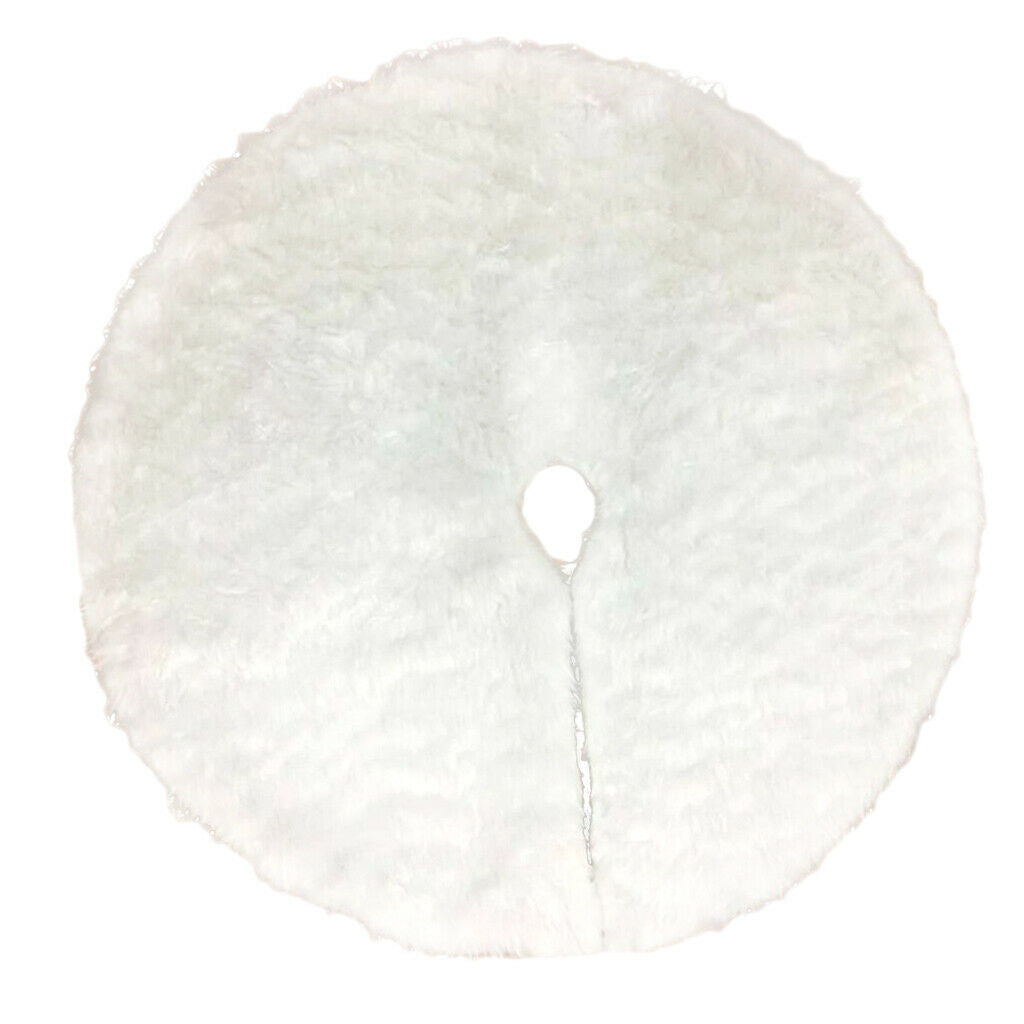 White Plush Christmas Tree Skirt Faux Fur Carpet   Tree Decorations 90cm