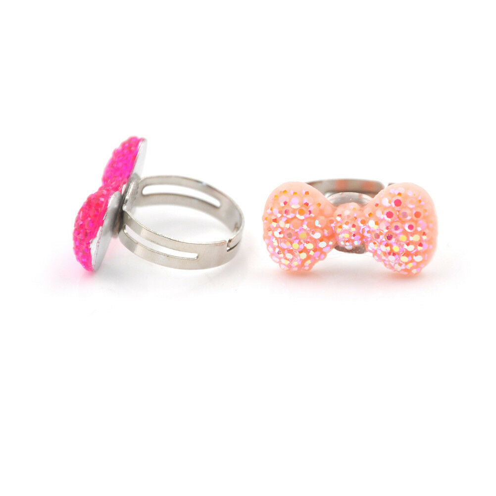 5Pcs Lovely Heart Butterfly Rings Adjustable Jwewlry Kids Fashion Accessor.l8