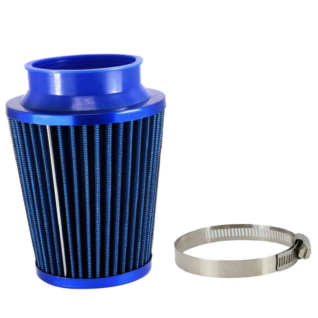 Blue 76mm Car Air Intake Inlet Round Cone Filter Washable