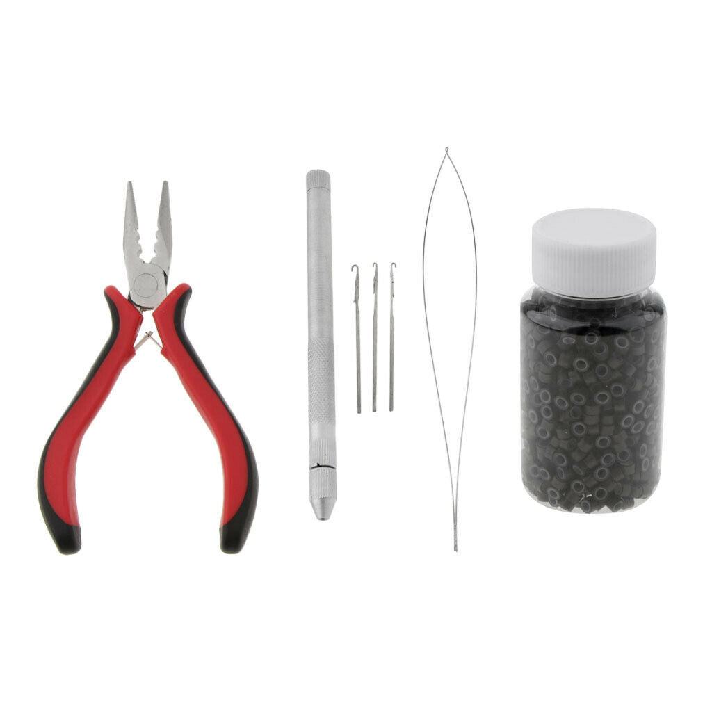 Set of Hair Extensions Tool Kit Pliers + Pulling  + 1000 Micro Beads