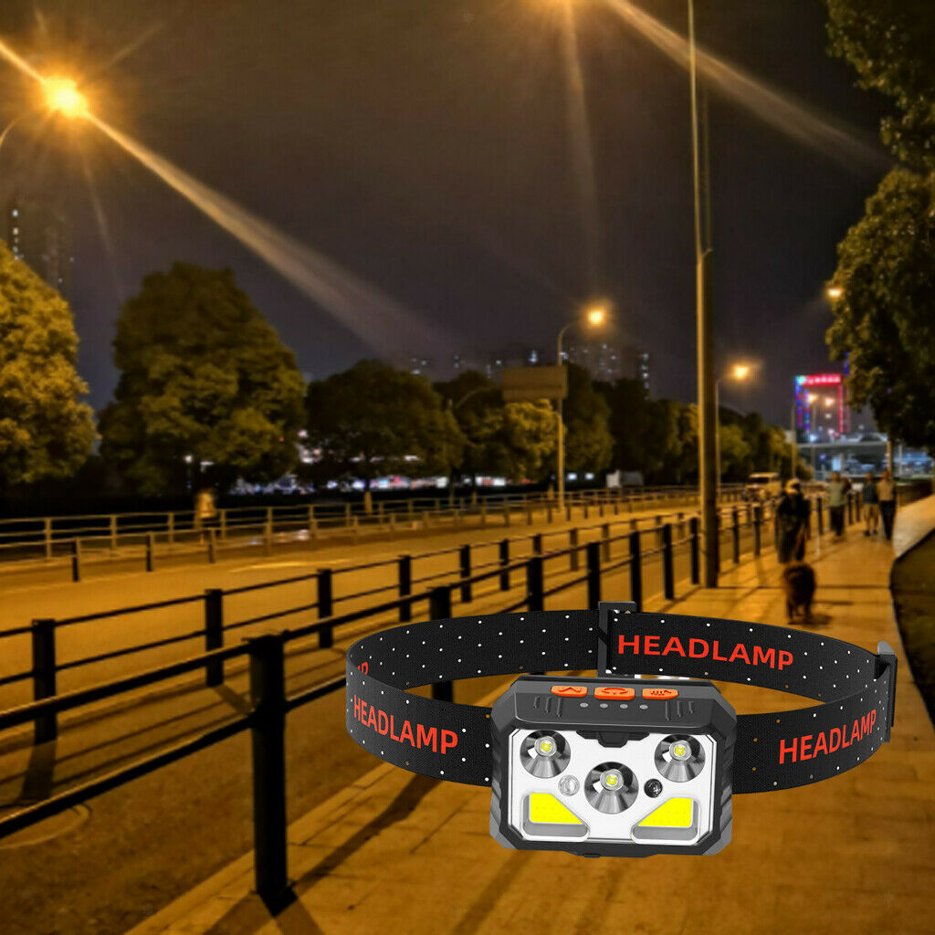 USB LED Headlamp Motion Sensor COB Headlight Waterproof Work Flashlight Lamp