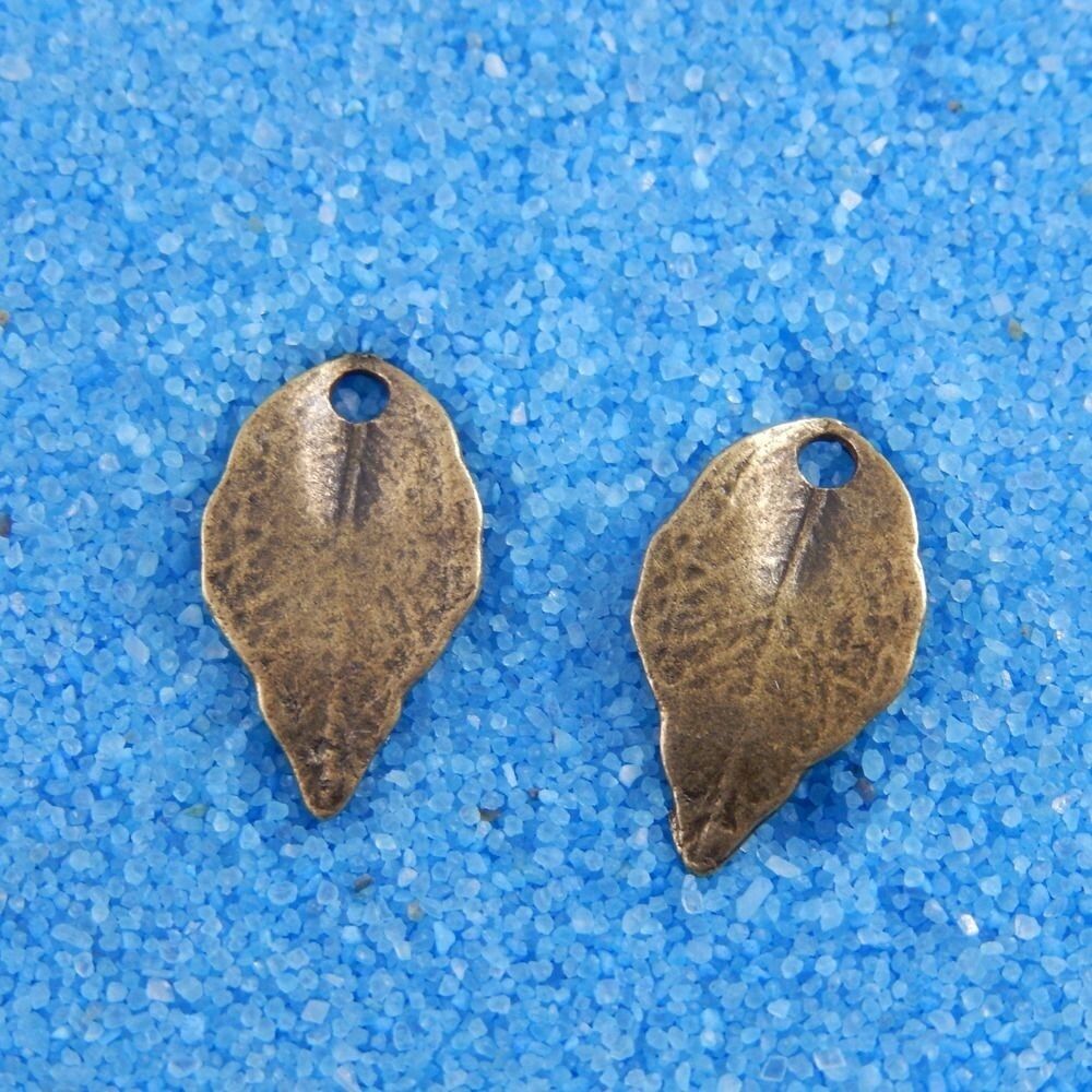 15x9mm Antiqued Bronze Alloy Leaf Craft Charm Pendant Findings Handmade 100 pcs