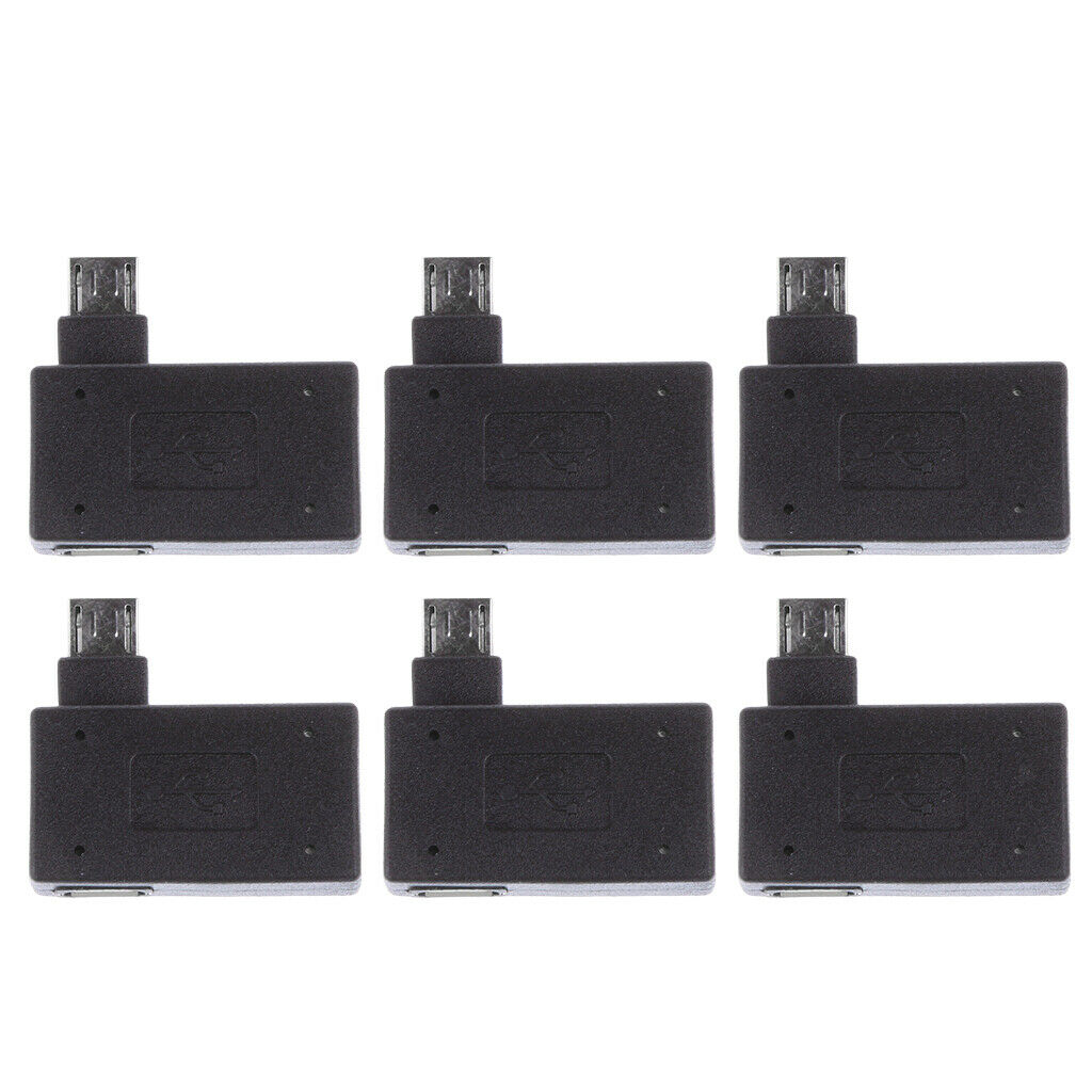 6x Micro USB 2.0 OTG Converter Connector Adapter Left Angled for Cellphone