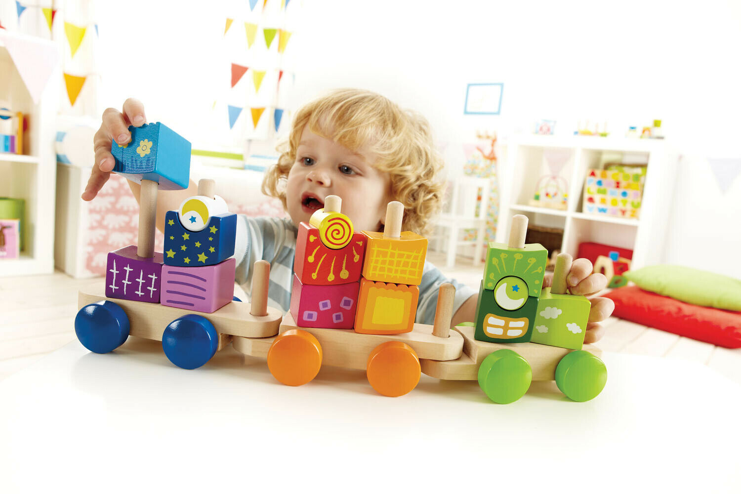 E0417 HAPE Wooden Fantasia Blocks Train [Early Melodies] Toddler Children 18M+