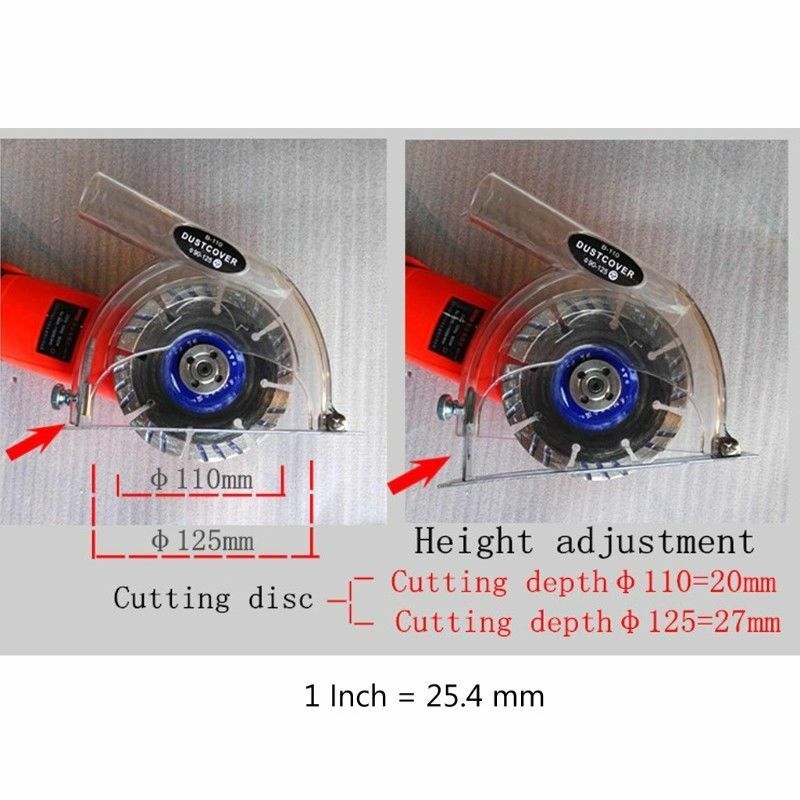 Clear Cutting Dust Shroud Grinding Cover For Angle Grinder & 3"/4"/5" Saw Blades