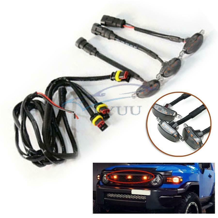 3Pcs LED Light Style Grille Trim For  Raptor For Chevrolet Silverado 1500 16-21