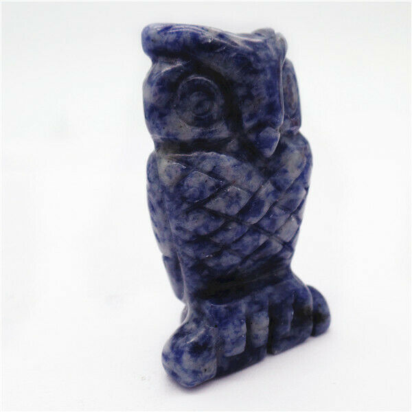 52x28x18mm Natural Blue Sodalite Carved Owl Decoration Statue Home Decor HH7924