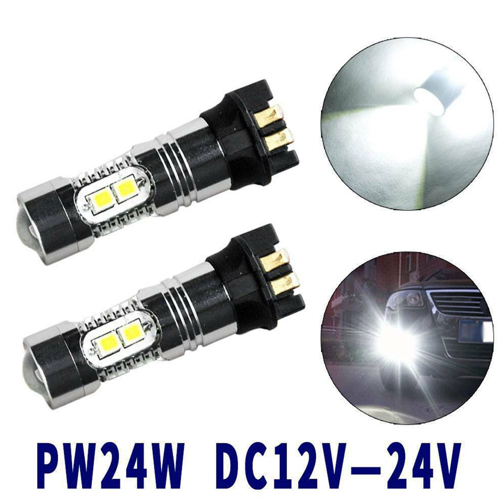 2x Error Free Xenon White PW24W LED Bulbs For BMW F30 3 Series DRL Daytime Light