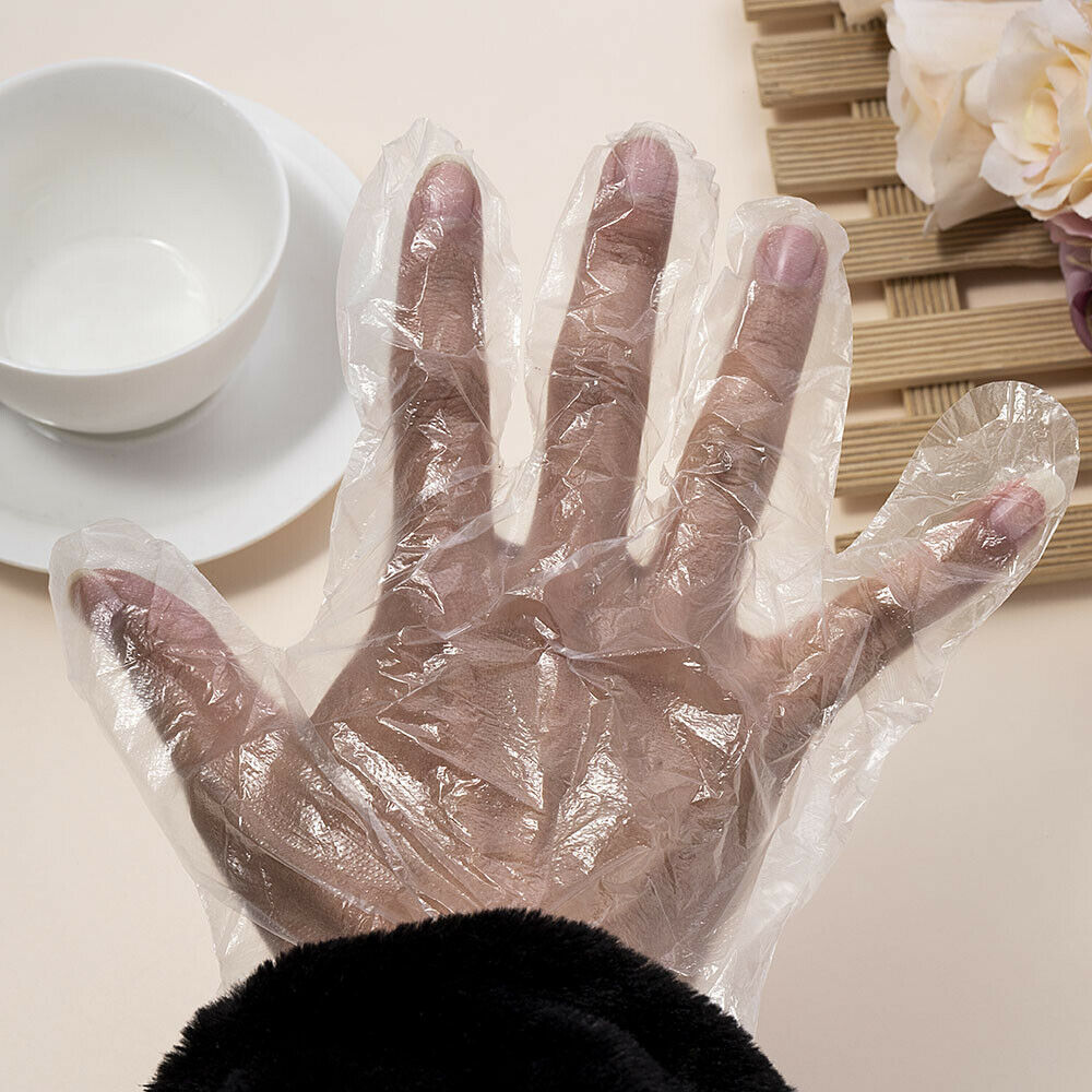 100Pcs Plastic Disposable Gloves Restaurant Service Catering Hygiene Cleaning