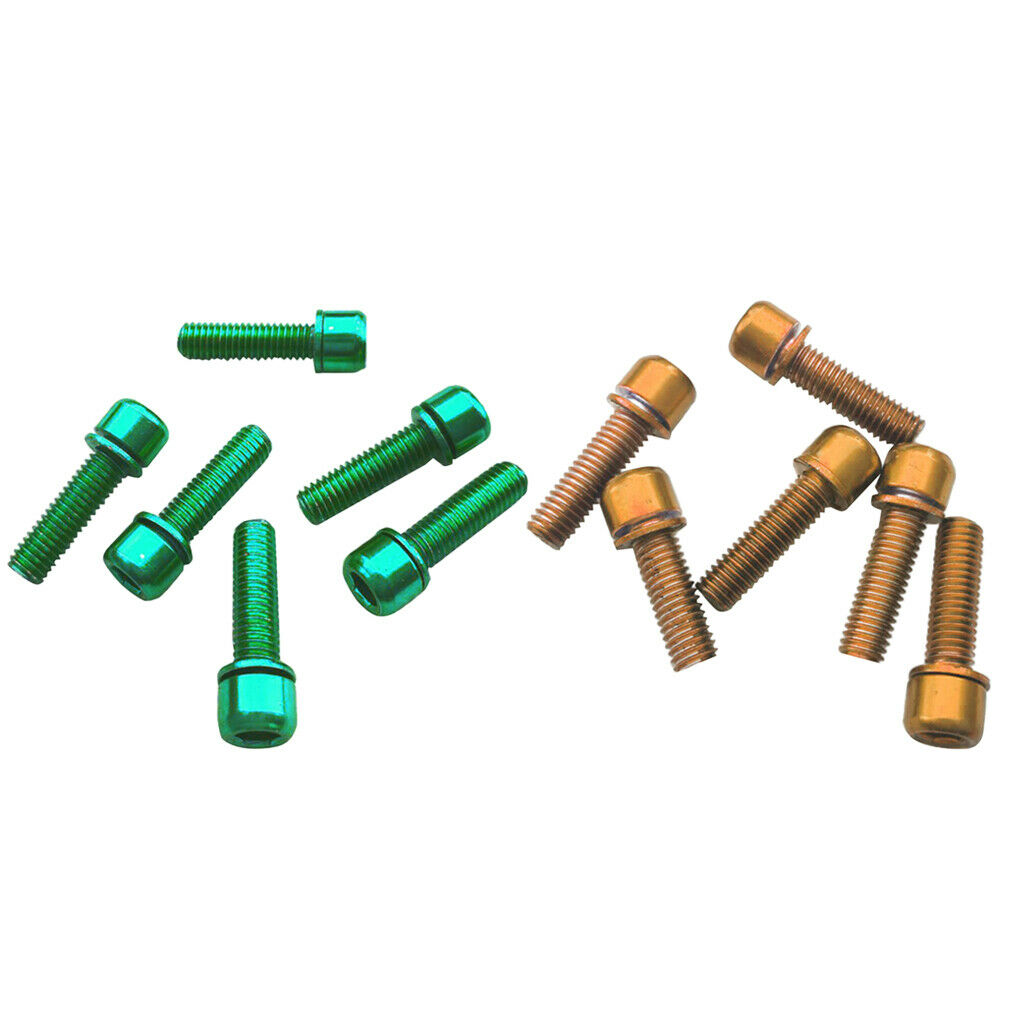 12Pcs MTB Road Bike Hex Socket Screws Bolts for Handlebar Stem Golden+Green