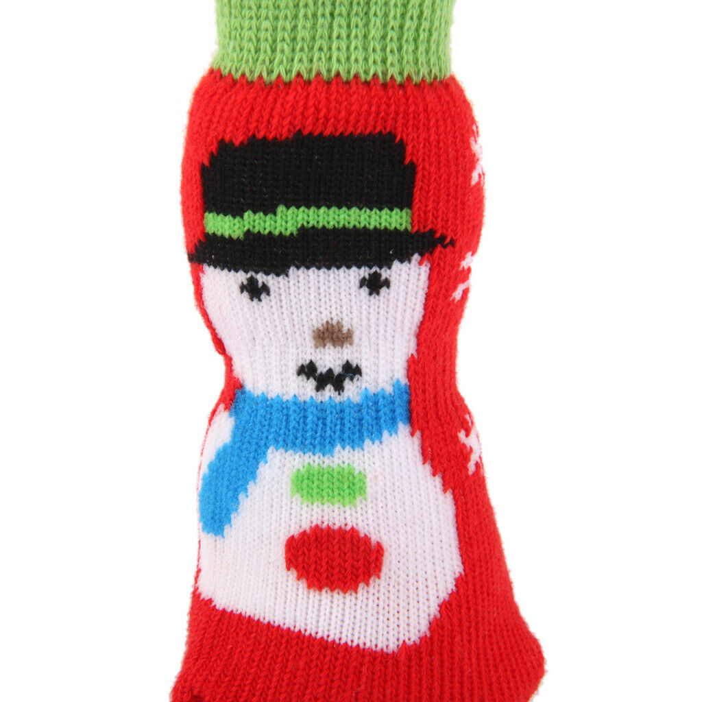 4 x Red Christmas Snowman Non Slip Dog Socks, Dog Paw Protection to Provide