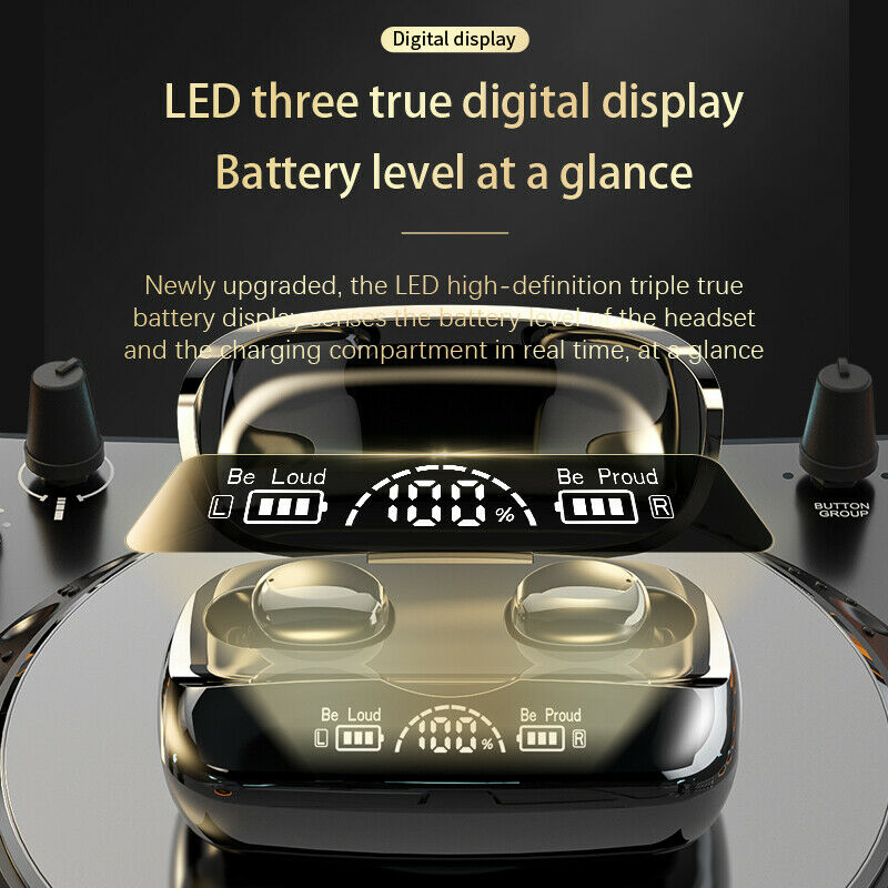 2000mah TWS Wireless Bluetooth Headphones Earphones in ear Power Bank Display