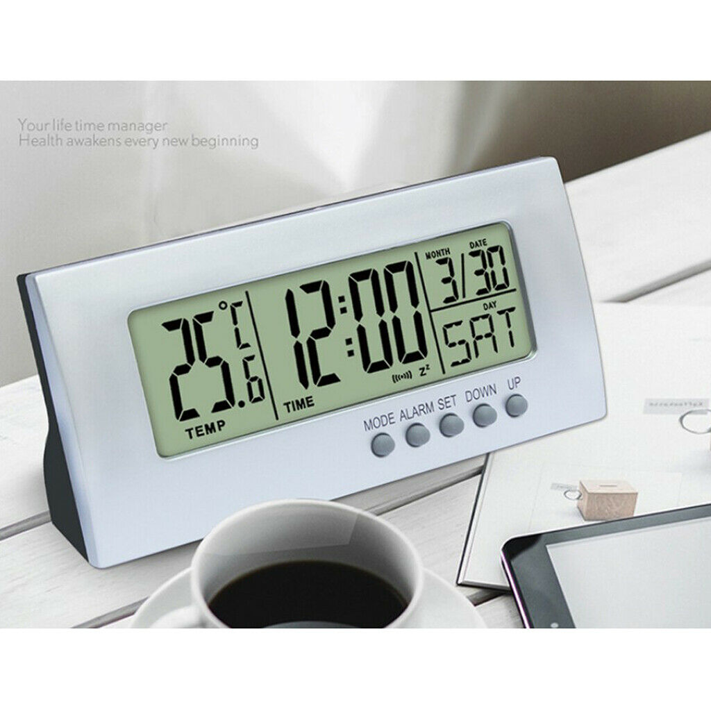 Battery Powered Digital Alarm Clock with Temperature Display for Home Office