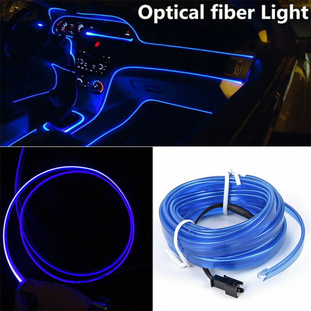 5Meters LED Car Interior Decor Blue Atmosphere Wire Strip Light Lamp Accessories