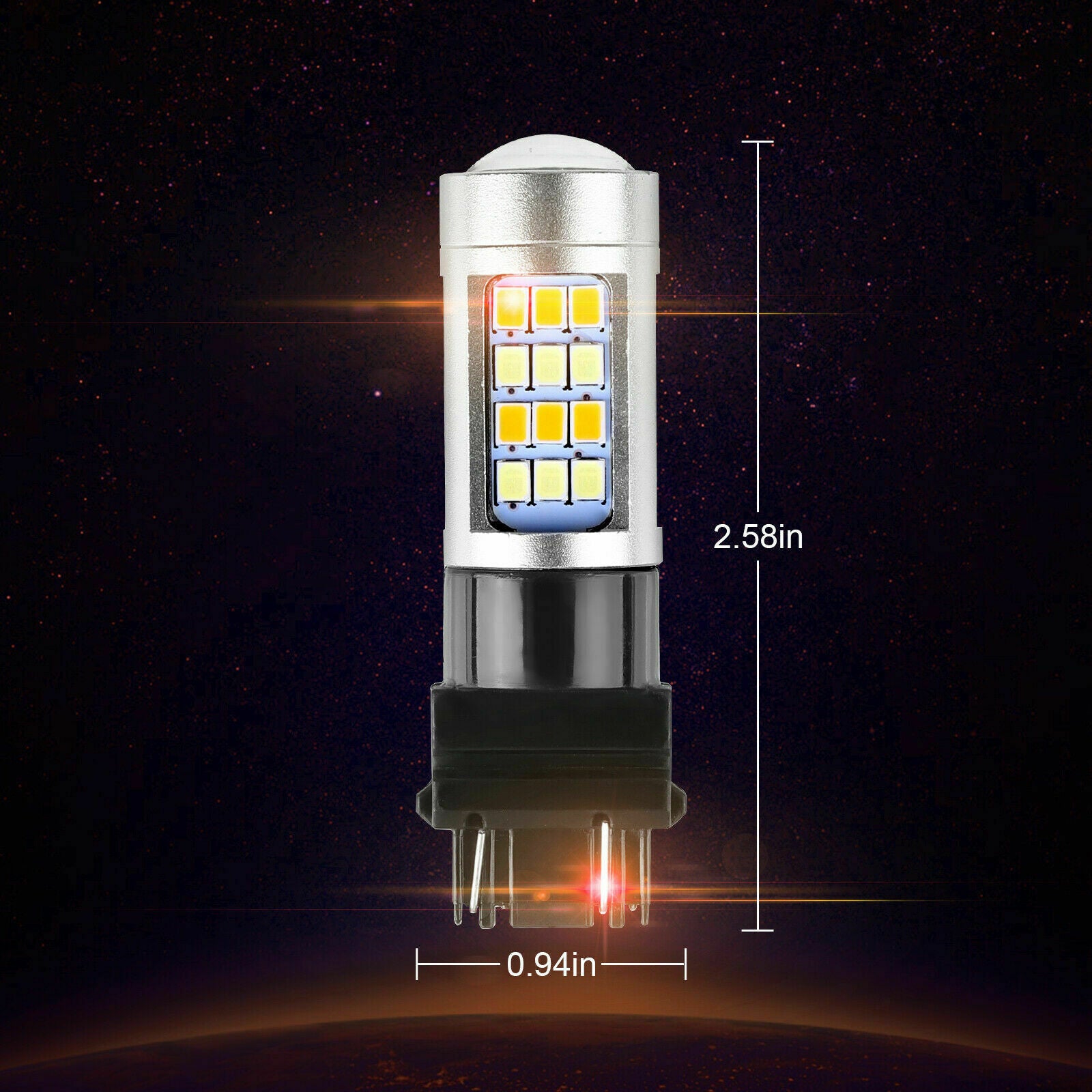 2X Error Free White/Amber 3157 LED DRL Switchback Turn Signal Parking Light Bulb