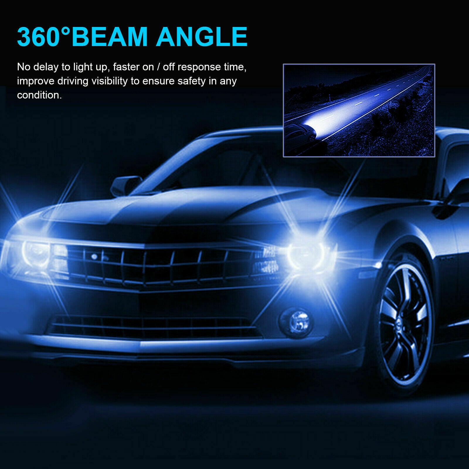 2X 8000K H1 100W HIGH POWER CREE SMD LED HEADLIGHT HIGH LOW BEAM FOG LIGHT BULBS